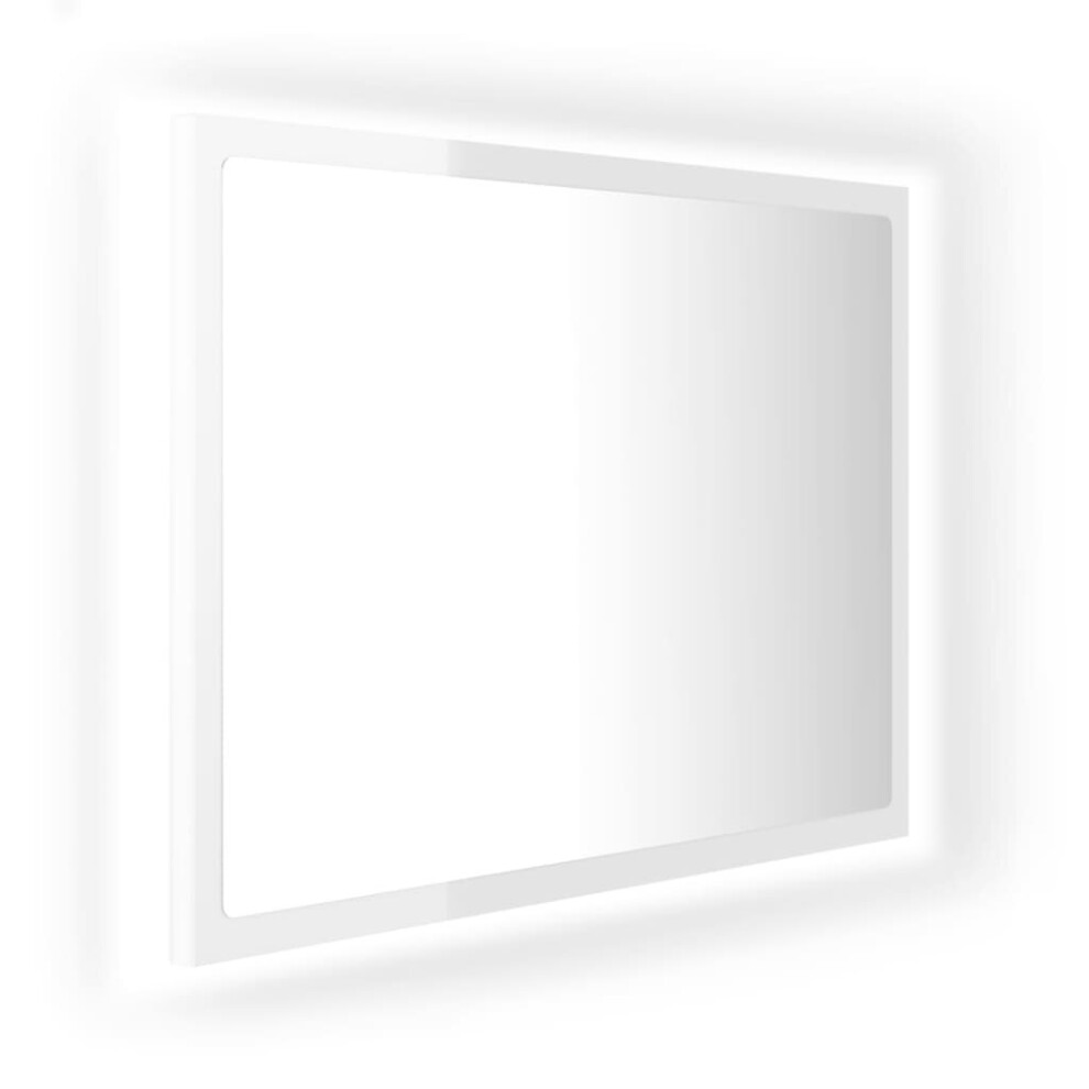 vidaXL LED Bathroom Mirror High Gloss White 60x8.5x37 cm Acrylic Wall Mirror