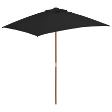 vidaXL Sonnenschirm mit Holzmast Schwarz 150x200 cm