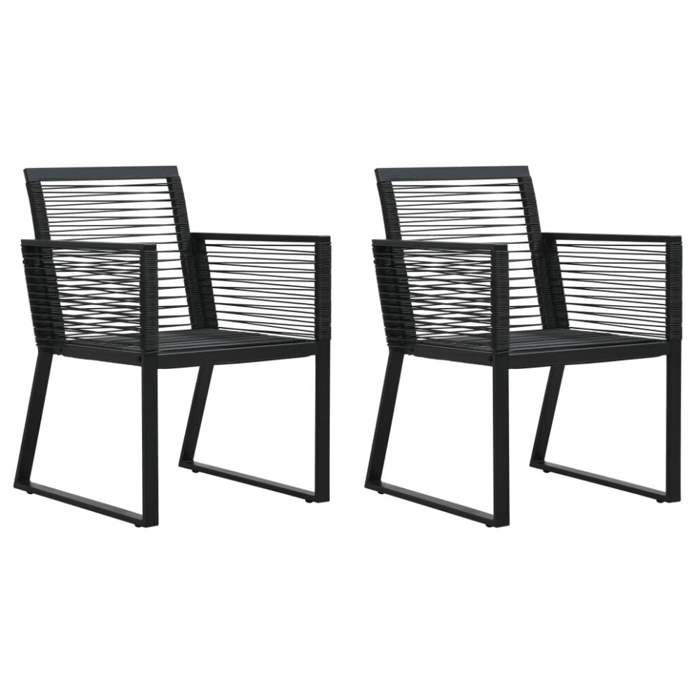 vidaXL 2x Garden Chairs Black PVC Rattan Outdoor Seating Dining Furniture