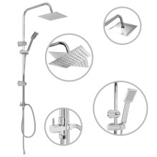 vidaXL Dual Head Shower Set with Hand Shower Stainless Steel Bathroom Diverter