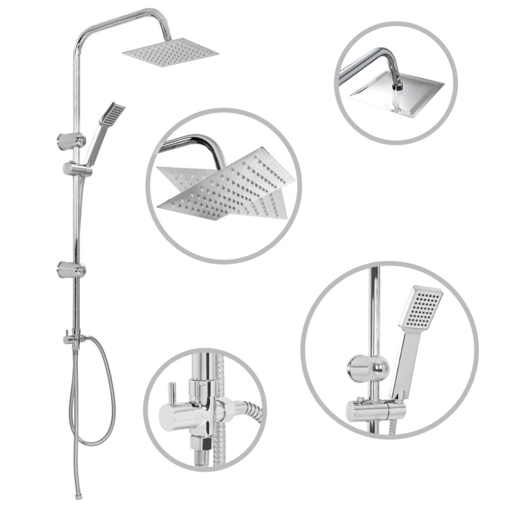 vidaXL Dual Head Shower Set with Hand Shower Stainless Steel Bathroom Diverter