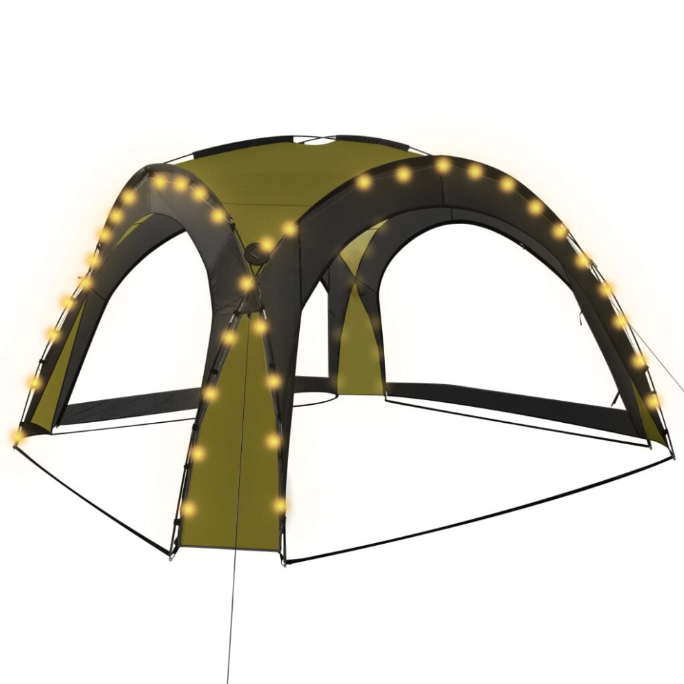 Vidaxl Party Tent With Led And 4 Sidewalls Green Garden Camping Canopy Gazebo