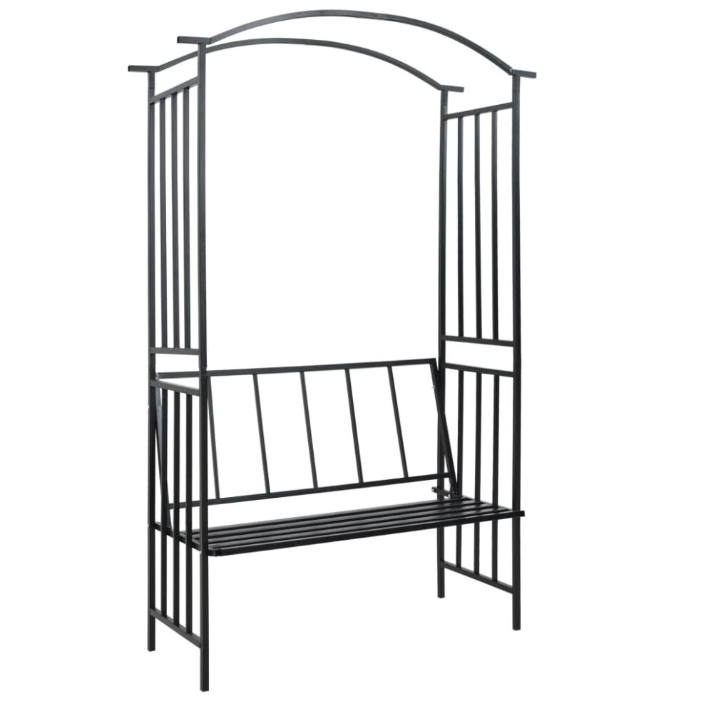 Vidaxl Garden Arch With Bench Black Iron Outdoor Patio Backyard Porch Trellis