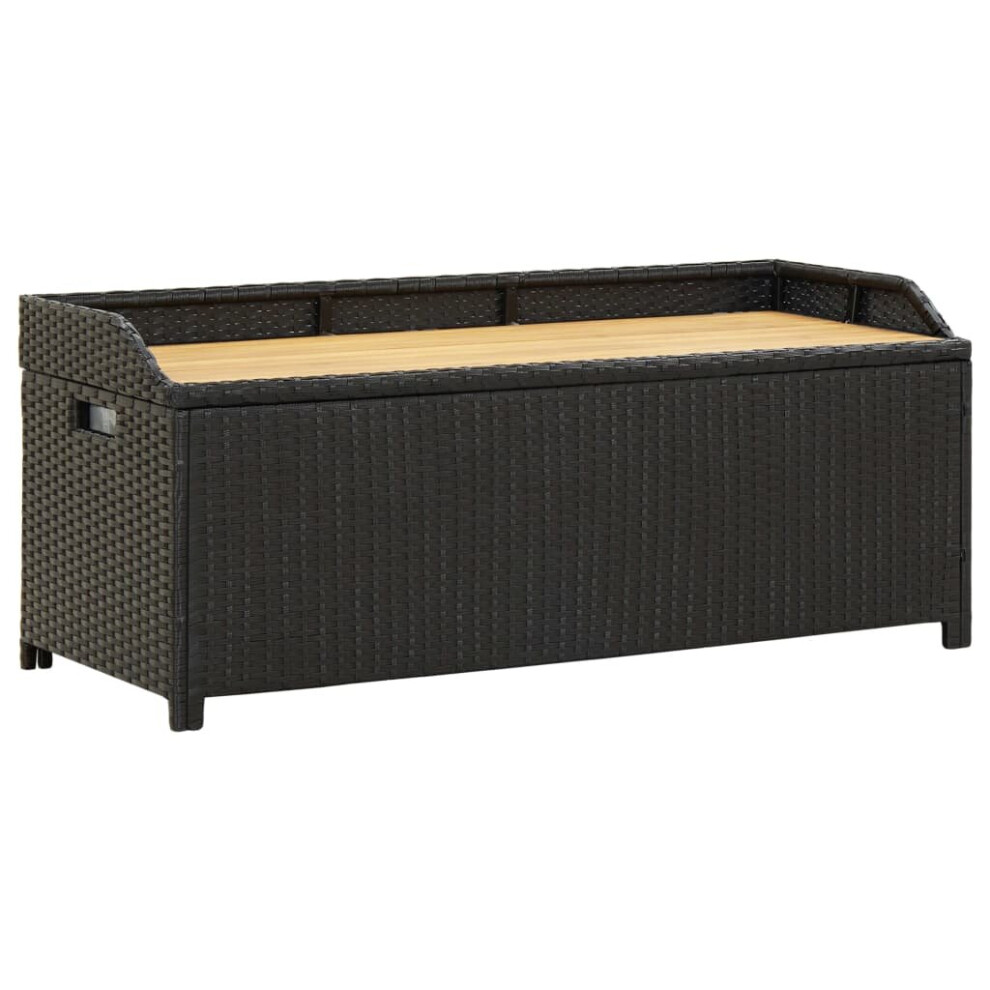 Vidaxl Garden Storage Bench Poly Rattan 120Cm Black Outdoor Cabinet Multi Box