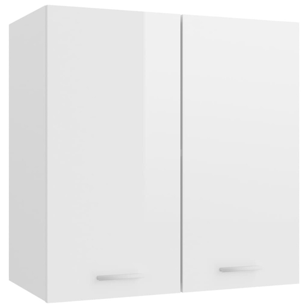 vidaXL Home Cabinet High Gloss White Engineered Wood Home Storage Organiser