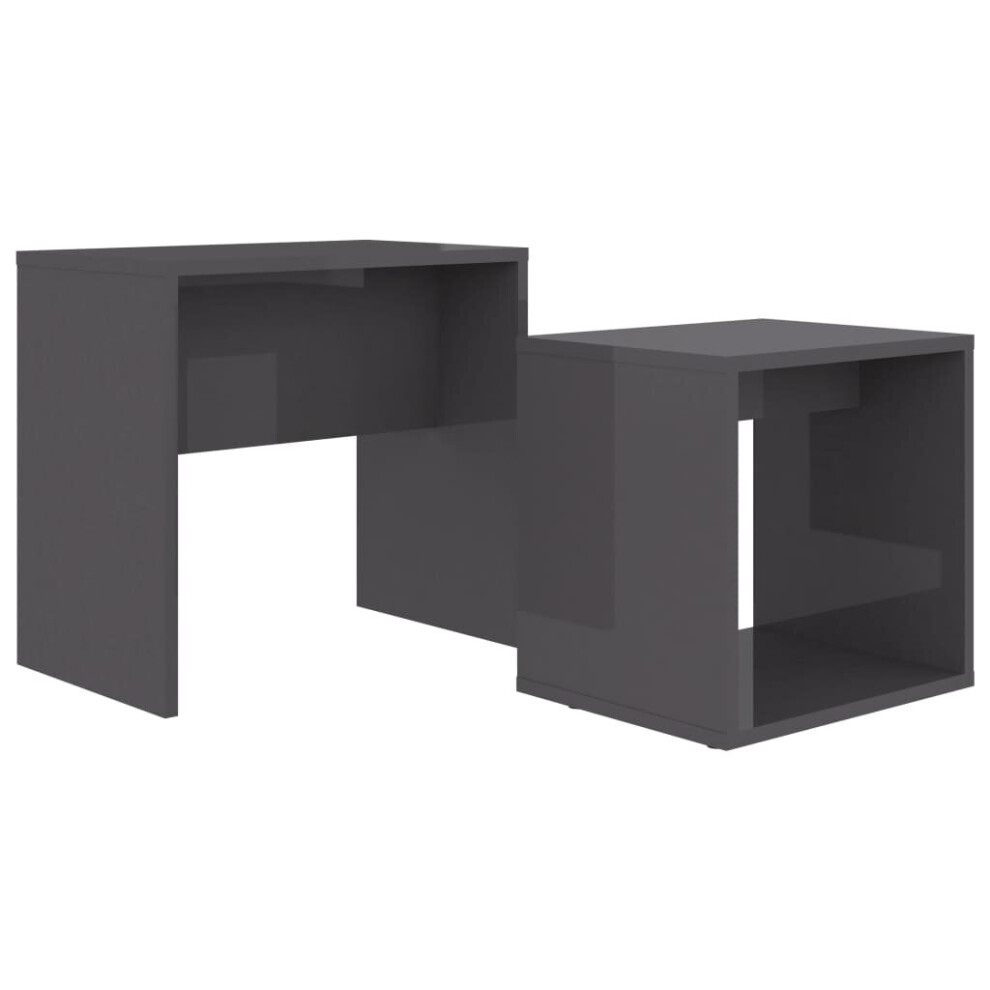 vidaXL Coffee Table Set High Gloss Grey Engineered Wood Living Room Furniture