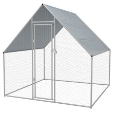 vidaXL Outdoor Chicken Cage 2x2x1.92 m Galvanised Steel Enclosure with PE Roof - Lockable, UV & Water-Resistant, 170494