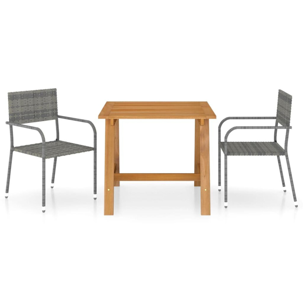 New Vidaxl Garden Dining Set 3 Piece Patio Furniture Outside Chair And Table Grey