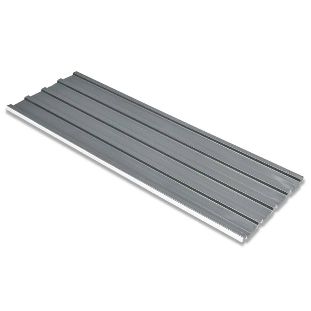 vidaXL 12x Roof Panels Galvanised Steel Grey House Shed Profile Sheet Covers