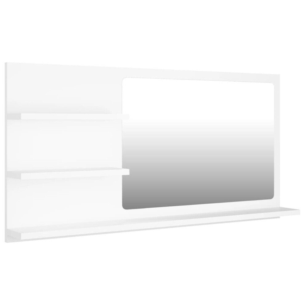 vidaXL Bathroom Mirror White Engineered Wood Washroom Wall Mirror Furniture