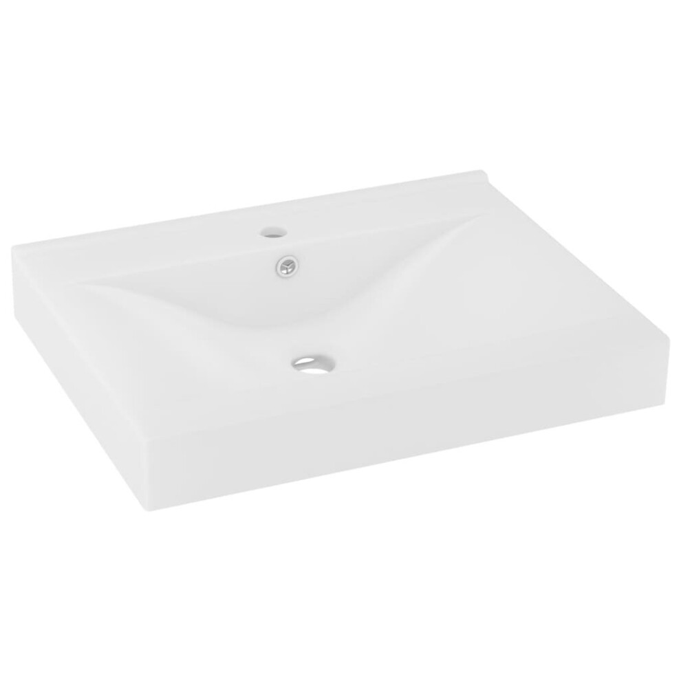 Vidaxl Luxury Basin With Faucet Hole Matt White Ceramic Washroom Vanity Sink 8720286037256