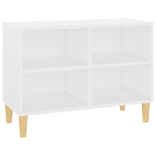 vidaXL TV Cabinet with Solid Wood Legs, White - 69.5 x 30 x 50 cm, 4 Compartments | Engineered Wood & Eucalyptus | 805923