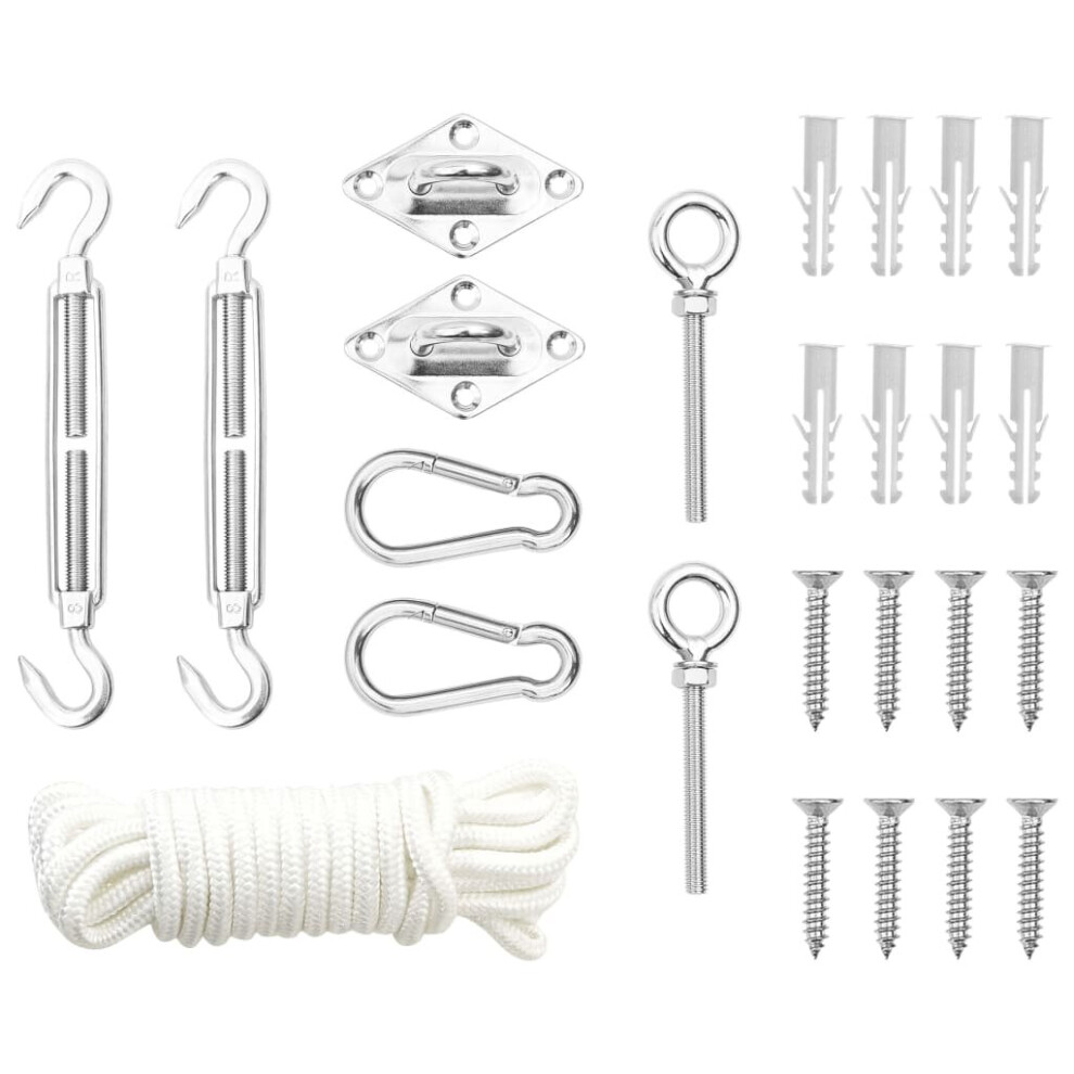 vidaXL Sunshade Sail Accessory Set 9 Piece Stainless Steel Outdoor Awning Tool