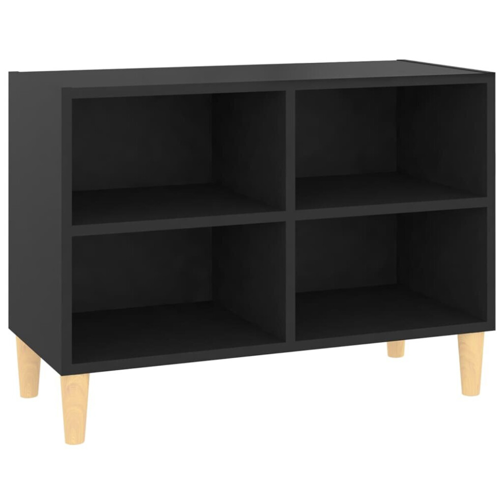 Vidaxl Black Tv Cabinet With Solid Eucalyptus Legs - 4 Storage Compartments, 69.5 X 30 X 50 Cm, Hifi/Tv Stand, 805924