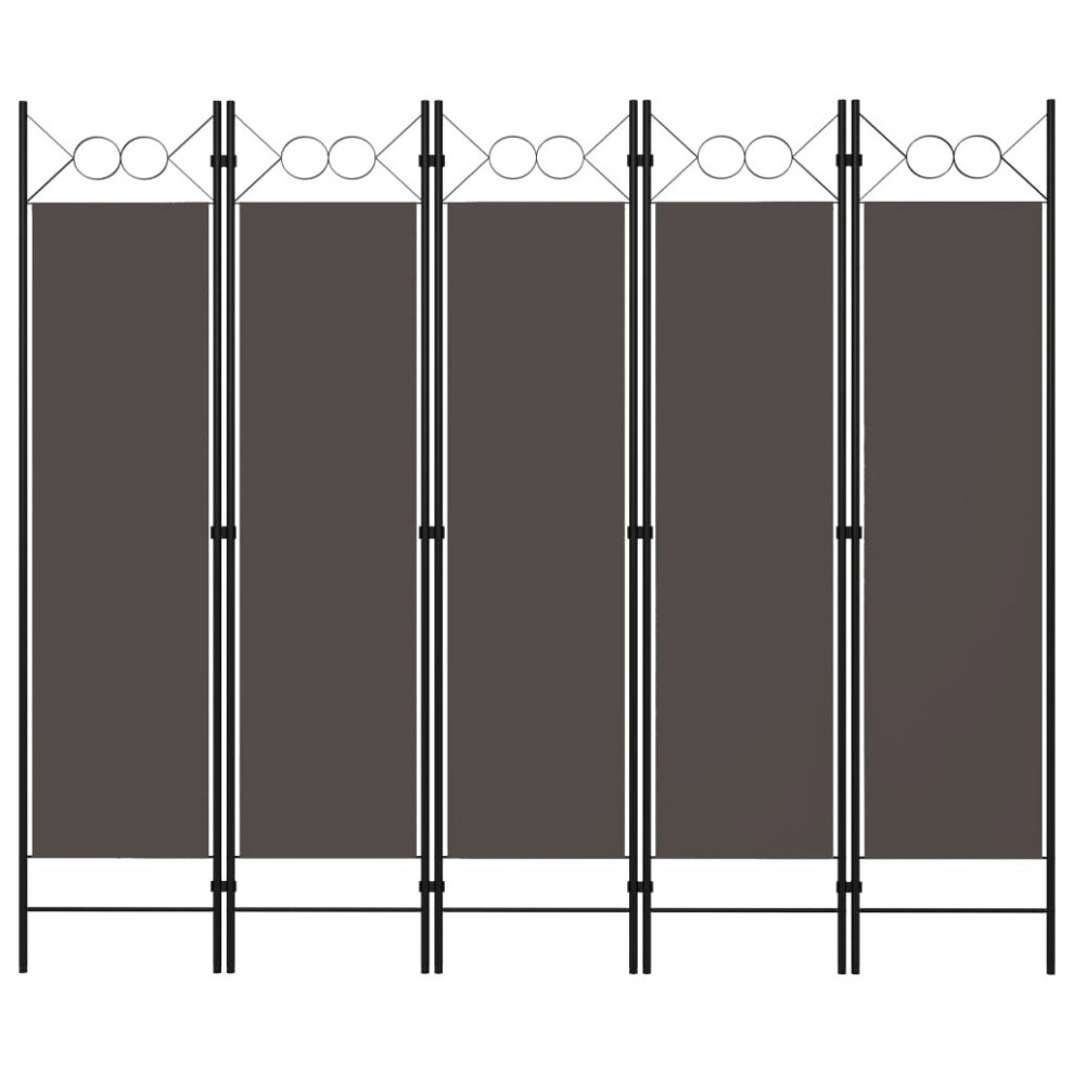 Vidaxl 5-Panel Room Divider 200X180 Cm Partition Screen Separator Anthracite