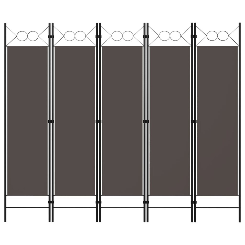 vidaXL 5-Panel Room Divider Anthracite 200x180 cm Partition Screen Separator