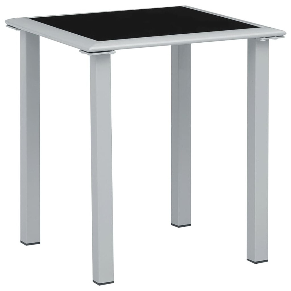 vidaXL Garden Table Black and Silver Steel and Glass Coffee Outdoor Patio Desk