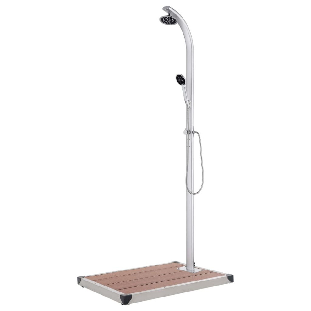 vidaXL Garden Shower with Brown Base 220 cm Aluminium Outdoor Bath Accessory