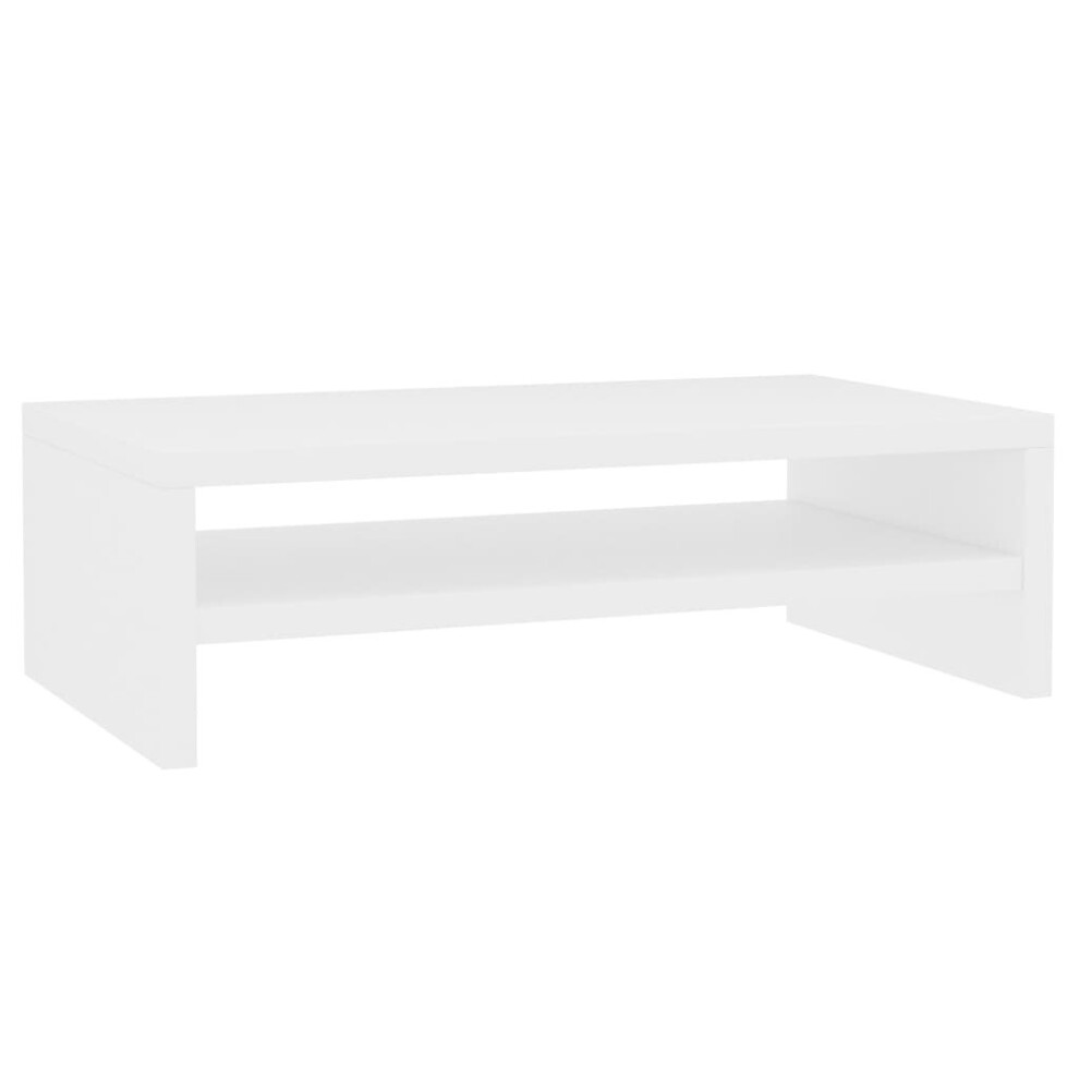 vidaXL Monitor Stand With A Storage Shelf White Engineered Wood Screen Stand