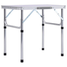 vidaXL Folding Camping Table White Aluminium 60x45cm Patio Hiking Picnic Stand