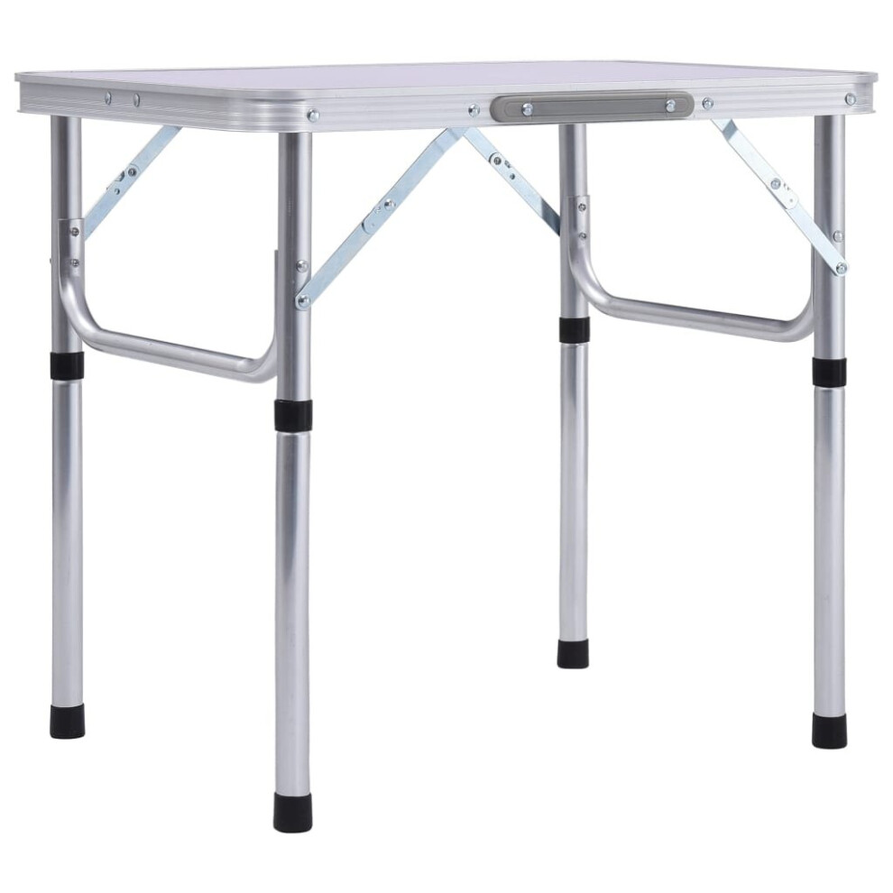 vidaXL Folding Camping Table White Aluminium 60x45cm Patio Hiking Picnic Stand