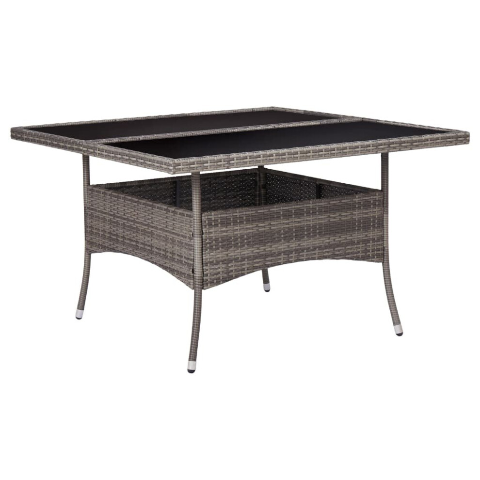 Vidaxl Outdoor Dining Table Poly Rattan And Glass Top Grey Garden Dining Table
