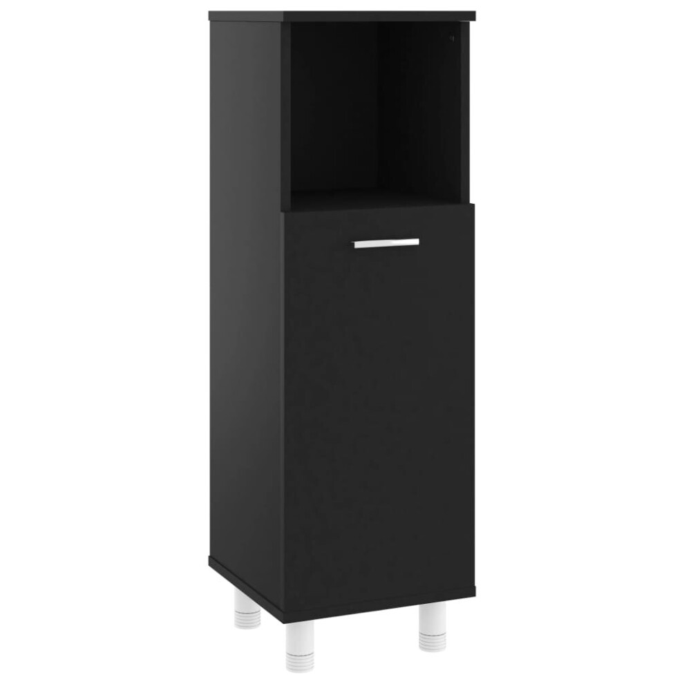 vidaXL Bathroom Cabinet Black Engineered Wood Washroom Cupboard Under Basin