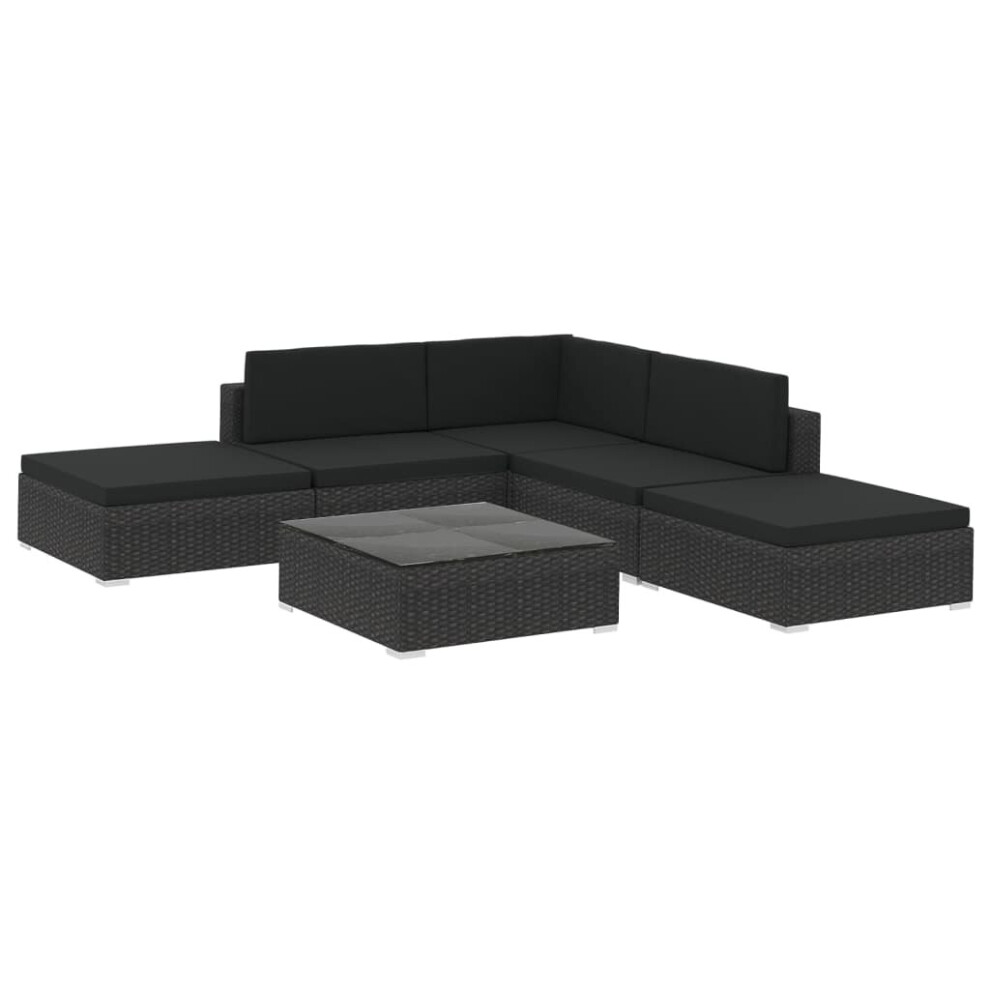 Vidaxl 6X Garden Lounge Set With Cushions Poly Rattan Black Outdoor Sofa Sets