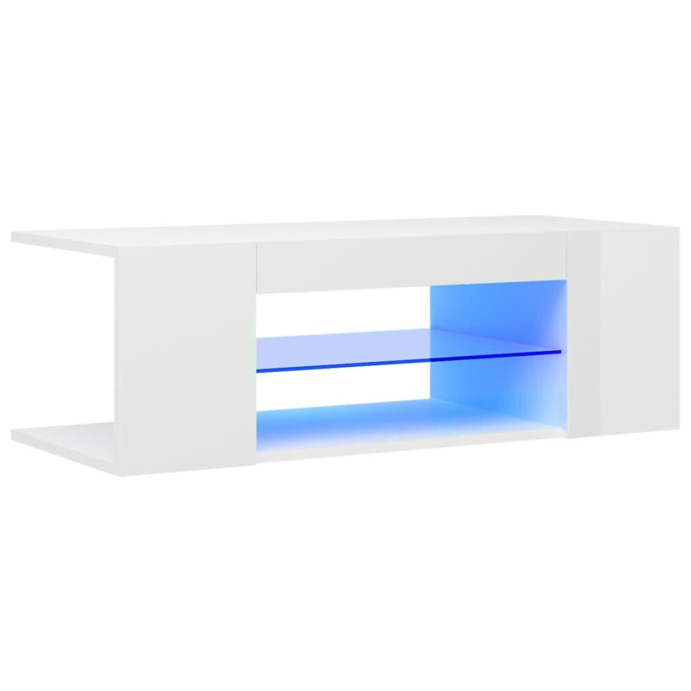 vidaXL TV Cabinet With LED Lights High Gloss White Hifi Stand Stereo Cabinet