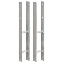 vidaXL 2x Fence Anchors Silver Galvanised Steel 8x6x60cm Ground Spike Stake