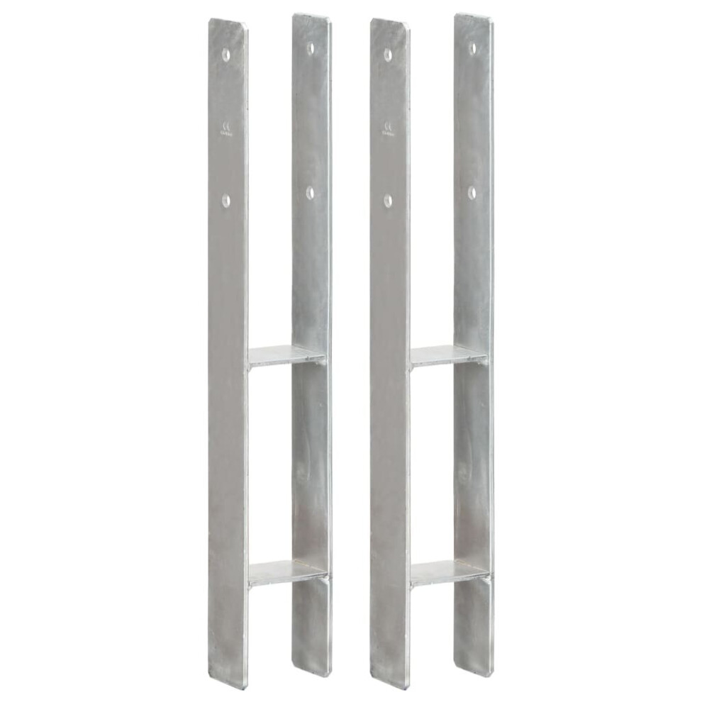 Vidaxl 2X Fence Anchors Silver Galvanised Steel 8X6x60cm Ground Spike Stake 8719883808079