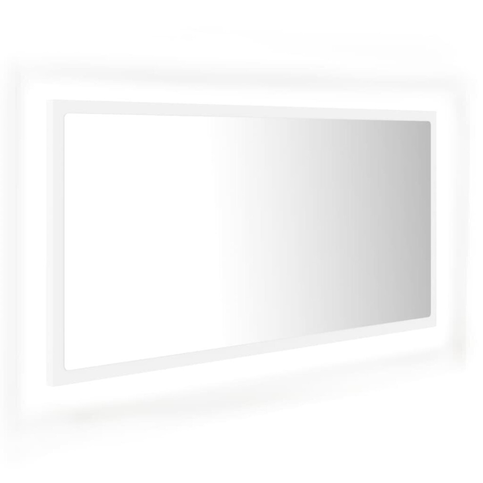 vidaXL LED Bathroom Mirror White 90x8.5x37 cm Acrylic Washroom Wall Mirror