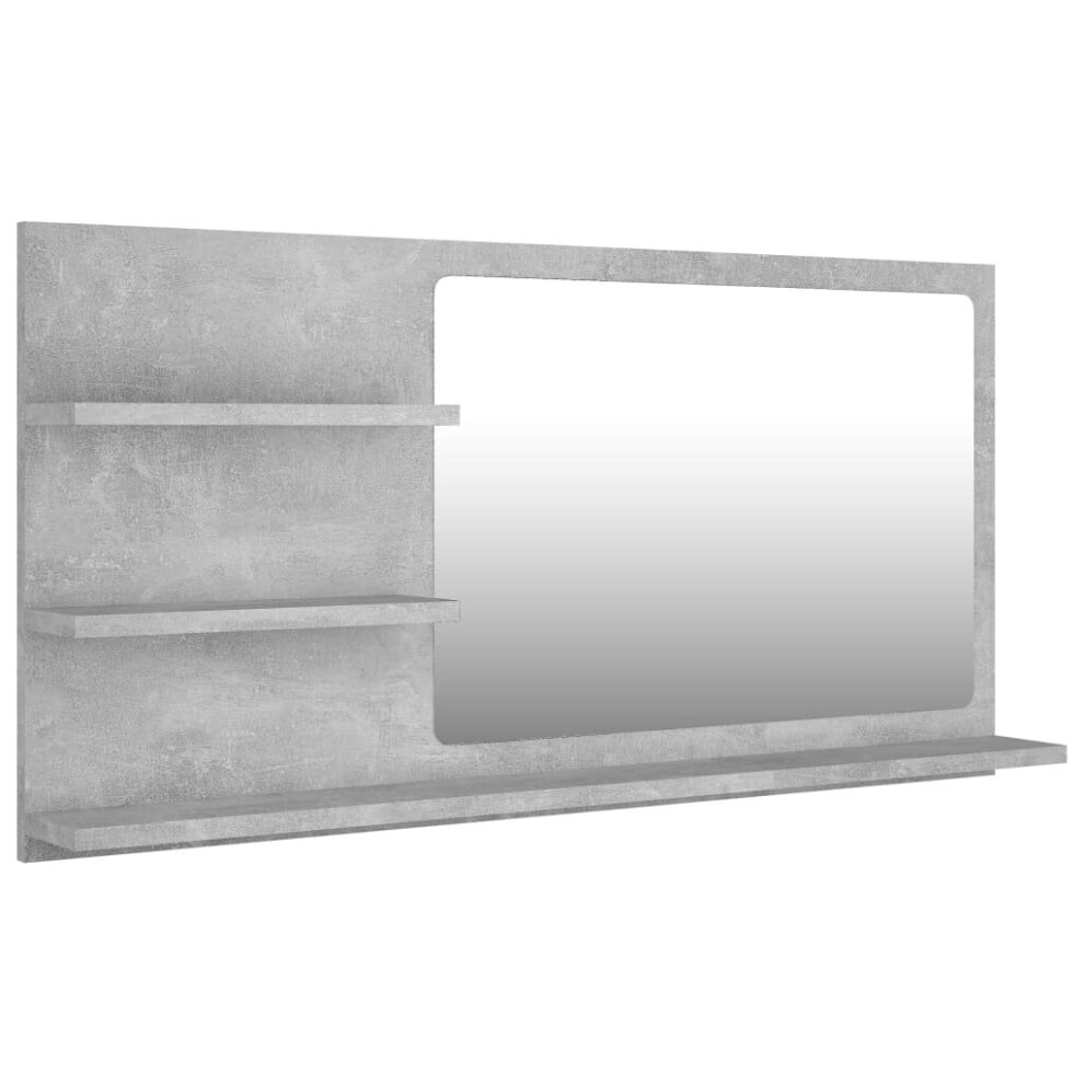 vidaXL Bathroom Mirror Concrete Grey Engineered Wood Washroom Mirror Furniture