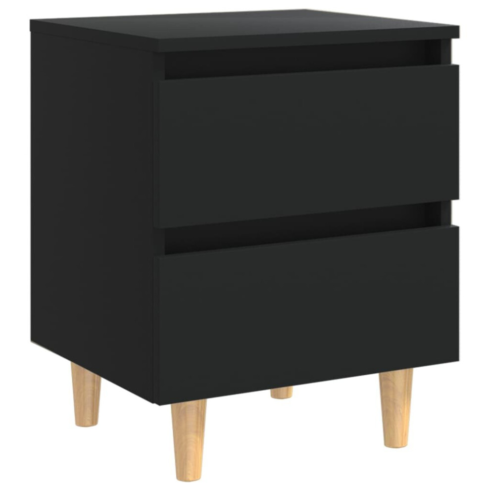 vidaXL Bed Cabinet with Solid Pinewood Legs Black Side Cabinet Nightstand