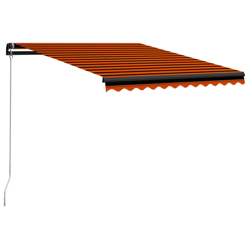 vidaXL Manual Retractable Awning 350x250cm Orange and Brown Outdoor Arm Awning