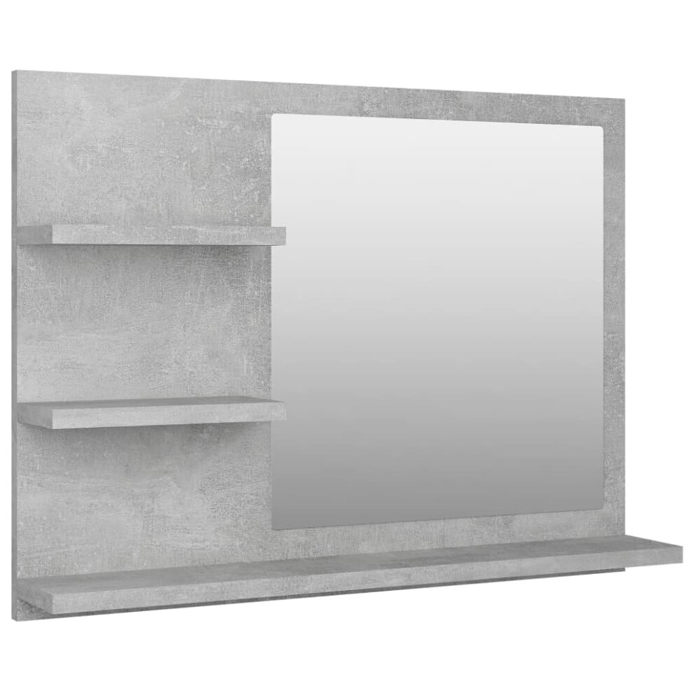 vidaXL Bathroom Mirror Concrete Grey Engineered Wood Washroom Mirror Furniture