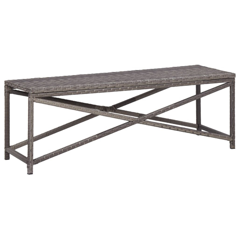 vidaXL Garden Bench Poly Rattan Grey 120cm Outdoor Garden Patio Rattan Bench