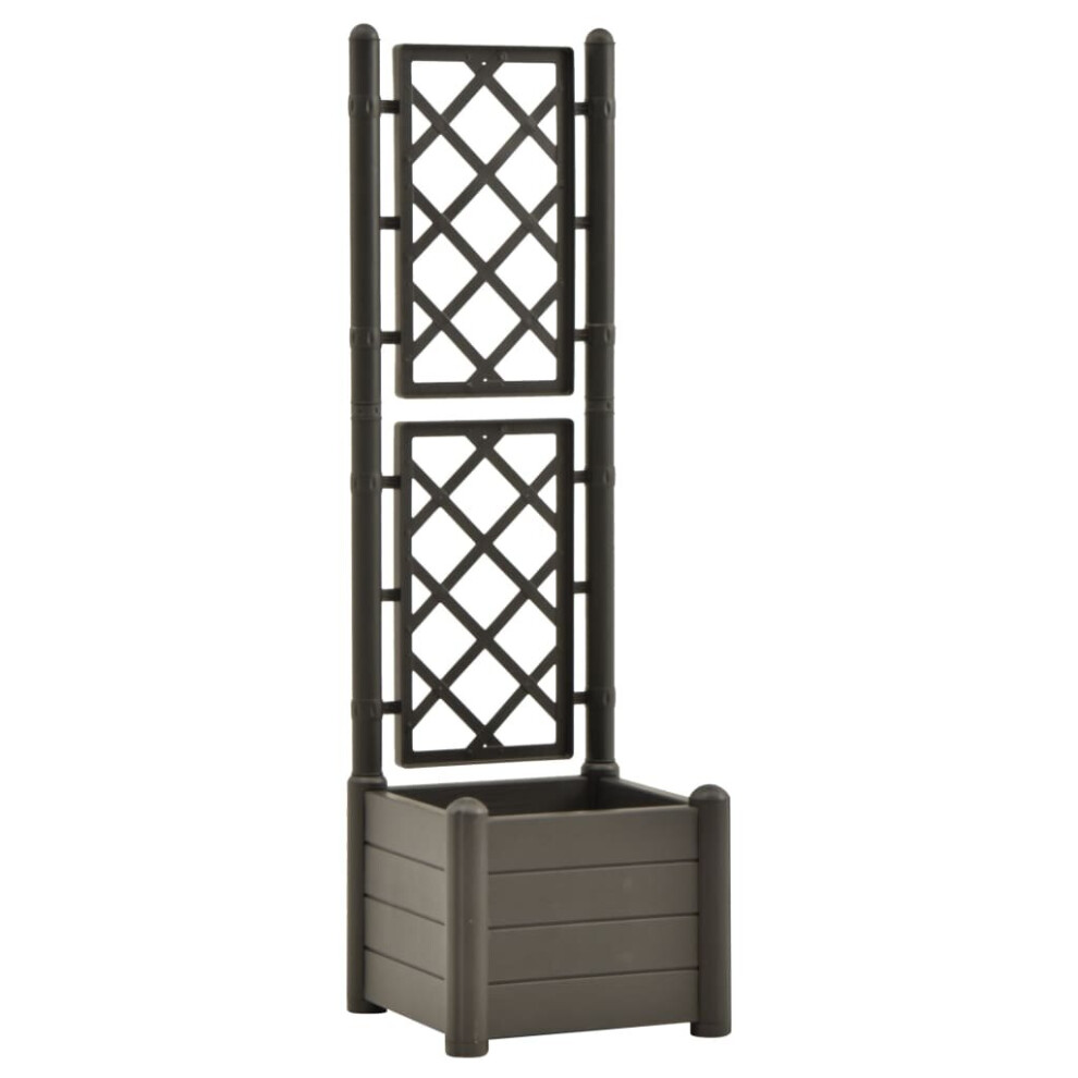 Vidaxl Garden Planter With Trellis Pp Raised Bed Flower Box Outdoor Anthracite