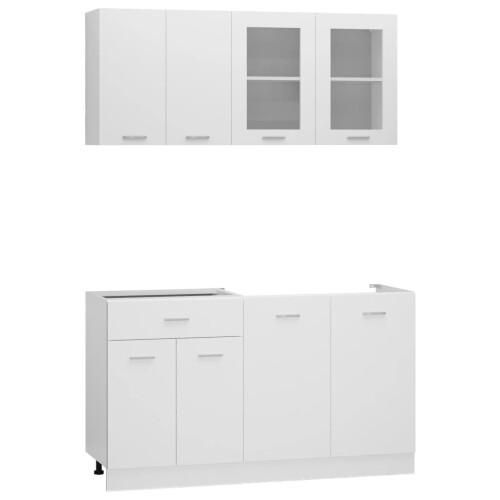 VidaXL vidaXL Kitchen Cabinet Set 4 Piece White Engineered Wood Drawer Bottom Cabinet
