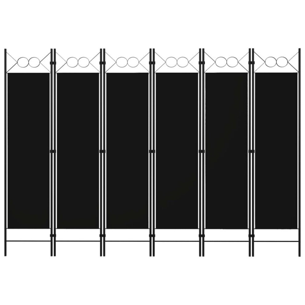 vidaXL 6-Panel Room Divider Black 240x180 cm Wall Partition Screen Separator