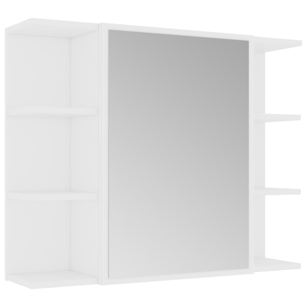 vidaXL Bathroom Mirror Cabinet White Engineered Wood Storage Vanity Organiser