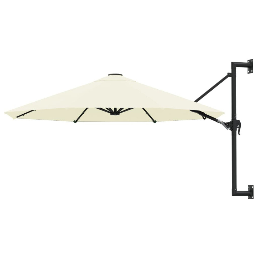 vidaXL Wall-Mounted Parasol with Metal Pole 300cm Sand Outdoor Patio Umbrella