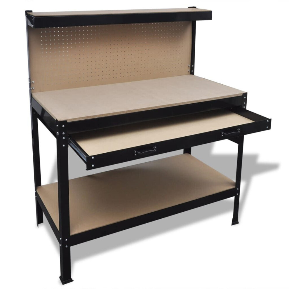 vidaXL Workbench with Pegboard and Drawer Station Garage Tool Storage Shelf