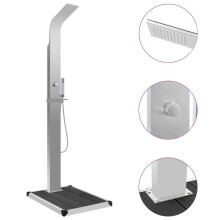 vidaXL Outdoor Shower with Tray WPC Stainless Steel Shower Panels with Bases