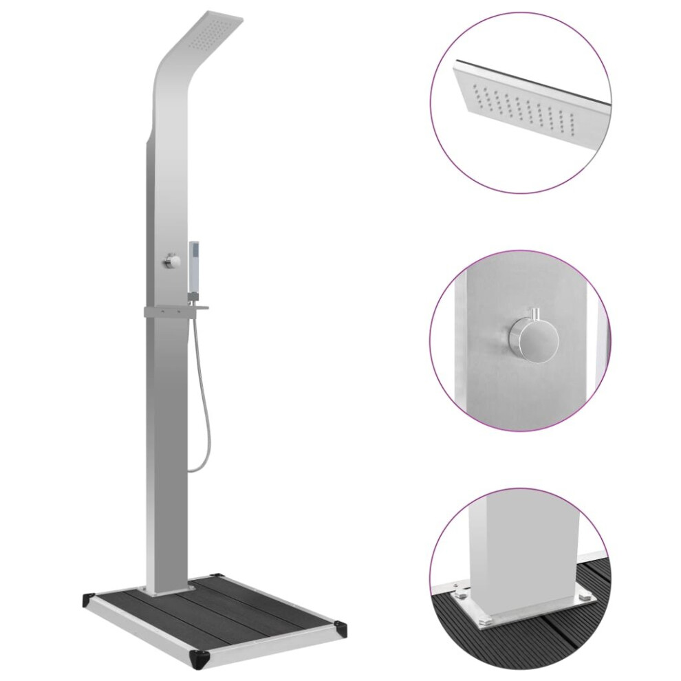 vidaXL Outdoor Shower with Tray WPC Stainless Steel Shower Panels with Bases