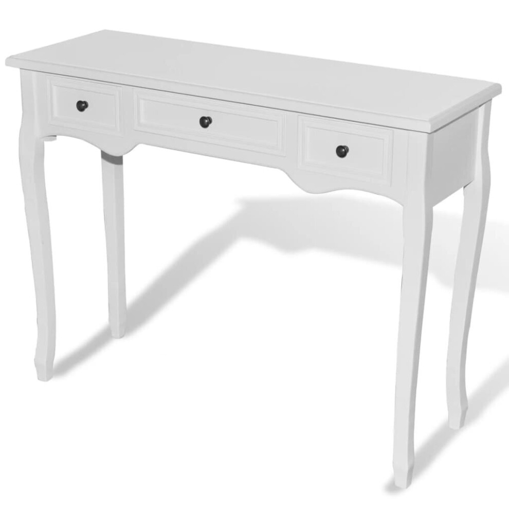 Vidaxl Dressing Console Table With 3 Drawers White Hall Makeup Vanity Desk