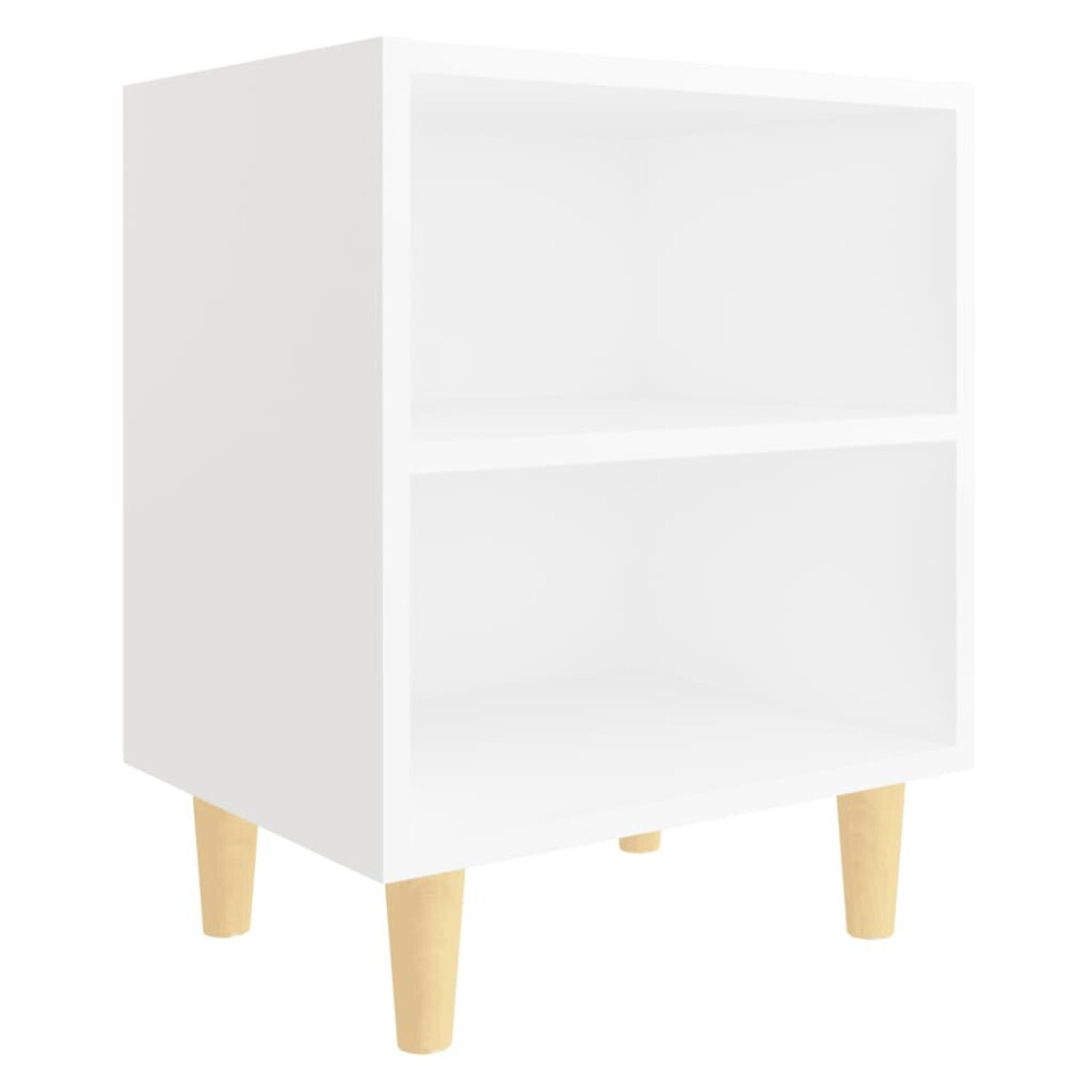 vidaXL Bed Cabinet with Solid Wood Legs White Side Bedroom Table Nightstand