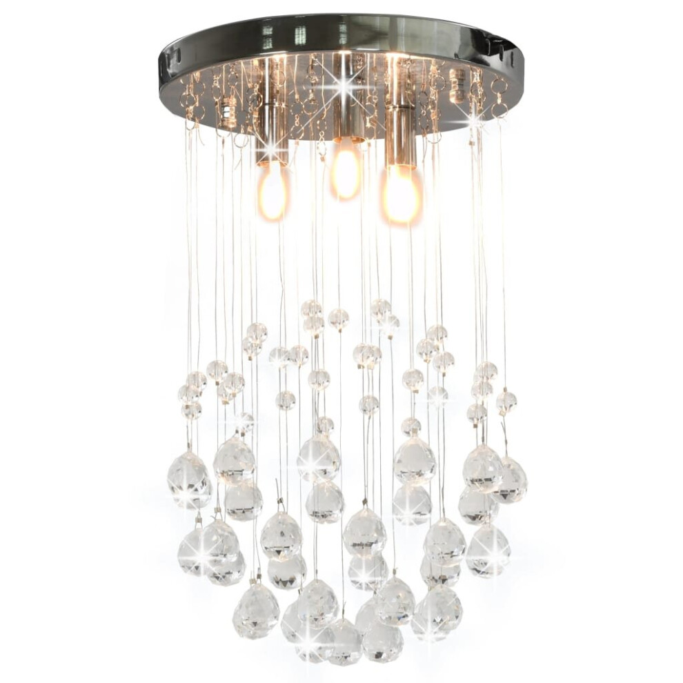 vidaXL Ceiling Lamp With Crystal Beads Silver Sphere 3xG9 Bulbs Hanging Light