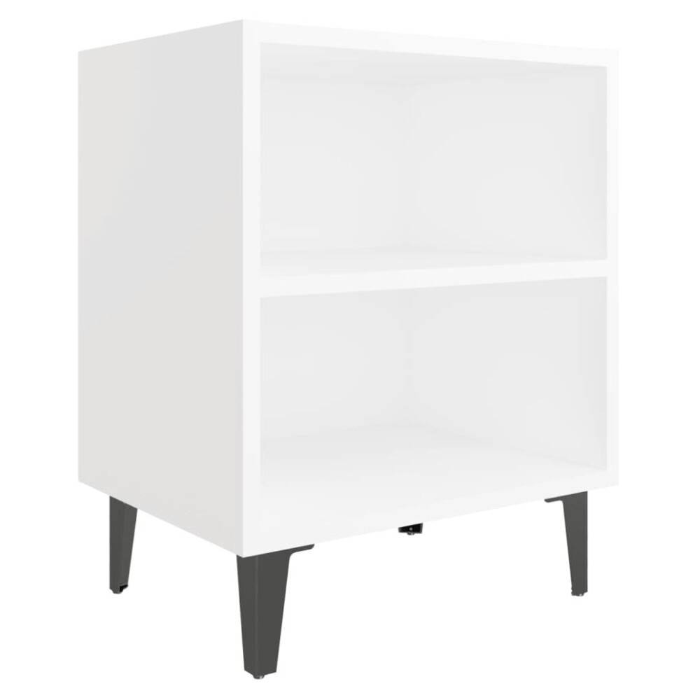 vidaXL Bed Cabinet with Metal Legs White Side Table Desk Bedroom Nightstand