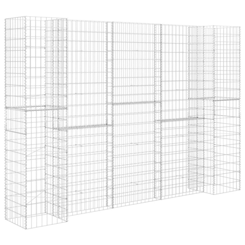 vidaXL H-Shaped Gabion Planter Steel Wire 260x40x180cm Gabion Basket Wall Pot